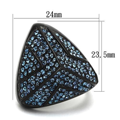 TK1005 - IP Black(Ion Plating) Stainless Steel Ring with Top Grade Crystal in Montana-1