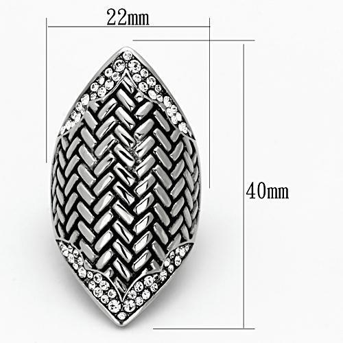 TK1009 - High polished (no plating) Stainless Steel Ring with Top Grade Crystal in Clear-1