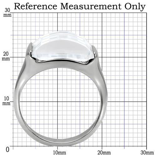 TK100 - High polished (no plating) Stainless Steel Ring with AAA Grade CZ in Clear-1