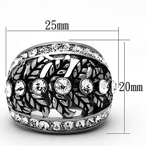 TK1015 - High polished (no plating) Stainless Steel Ring with Top Grade Crystal in Clear-1