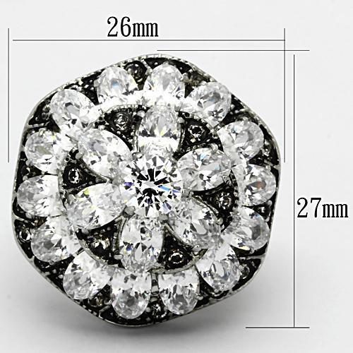 TK1016 - High polished (no plating) Stainless Steel Ring with AAA Grade CZ in Clear-1