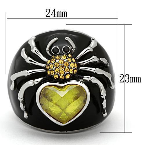 TK1019 - High polished (no plating) Stainless Steel Ring with AAA Grade CZ in Topaz-1