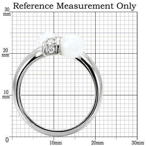 TK101 - High polished (no plating) Stainless Steel Ring with Milky CZ in White-1