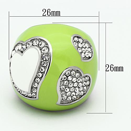 TK1021 - High polished (no plating) Stainless Steel Ring with Top Grade Crystal in Clear-1