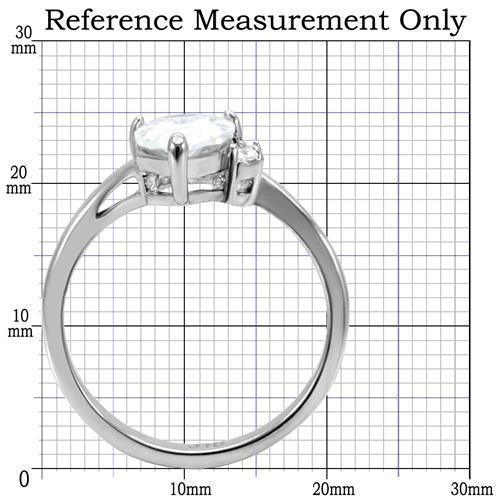 TK102 - High polished (no plating) Stainless Steel Ring with AAA Grade CZ in Clear-1