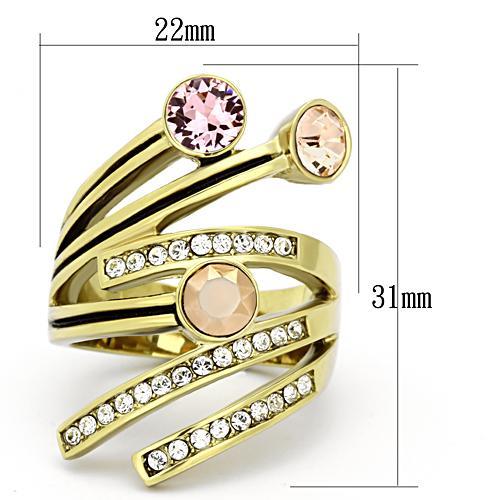 TK1033 - IP Gold(Ion Plating) Stainless Steel Ring with Top Grade Crystal in Multi Color-1