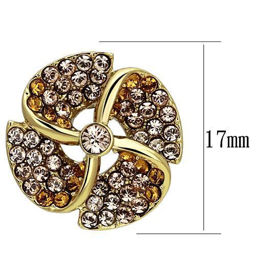 TK1040 - IP Gold(Ion Plating) Stainless Steel Earrings with Top Grade Crystal in Multi Color-1