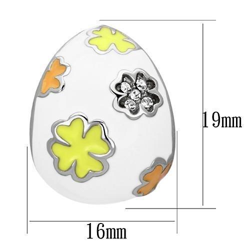 TK1043 - High polished (no plating) Stainless Steel Earrings with Top Grade Crystal in Clear-1