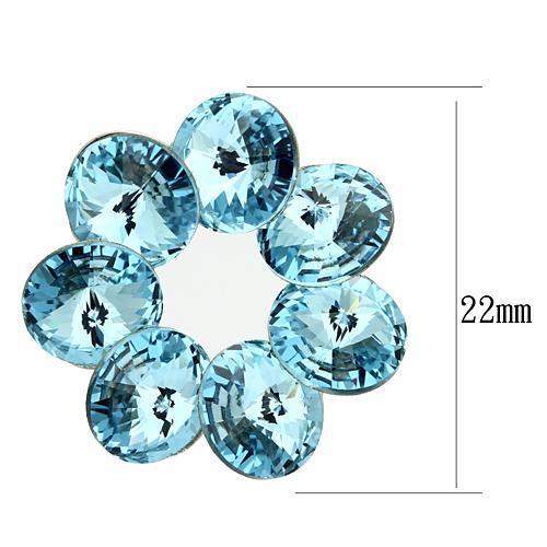 TK1044 - High polished (no plating) Stainless Steel Earrings with Top Grade Crystal in Sea Blue-1