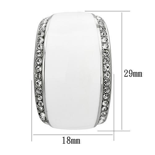 TK1046 - High polished (no plating) Stainless Steel Earrings with Top Grade Crystal in Clear-1