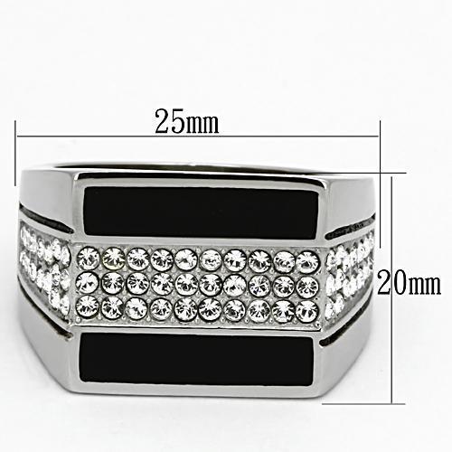 TK1048 - High polished (no plating) Stainless Steel Ring with Top Grade Crystal in Clear-1