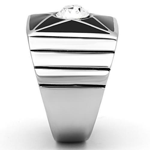 TK1049 - High polished (no plating) Stainless Steel Ring with Top Grade Crystal in Clear-3