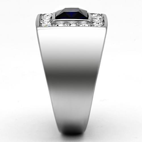 TK1051 - High polished (no plating) Stainless Steel Ring with Synthetic Synthetic Glass in Montana-3
