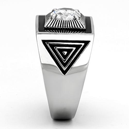 TK1053 - High polished (no plating) Stainless Steel Ring with AAA Grade CZ in Clear-3