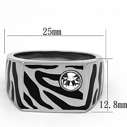 TK1054 - High polished (no plating) Stainless Steel Ring with Top Grade Crystal in Clear-1