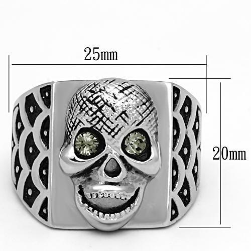 TK1056 - High polished (no plating) Stainless Steel Ring with Top Grade Crystal in Black Diamond-1