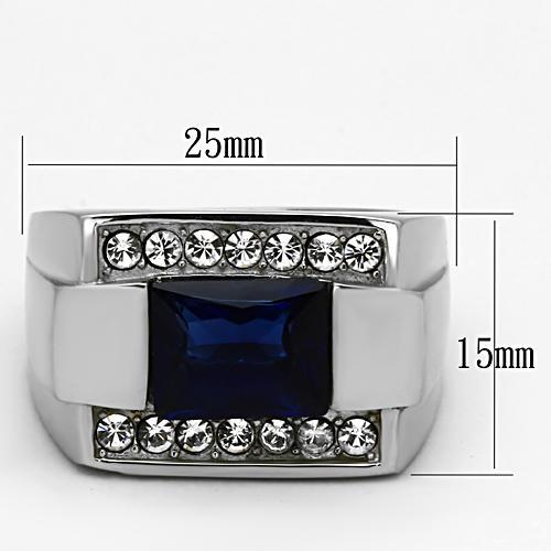 TK1058 - High polished (no plating) Stainless Steel Ring with Synthetic Synthetic Glass in Montana-1