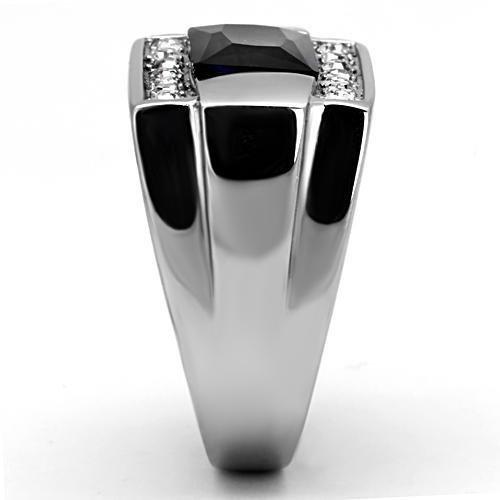 TK1058 - High polished (no plating) Stainless Steel Ring with Synthetic Synthetic Glass in Montana-3