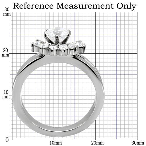 TK105 - High polished (no plating) Stainless Steel Ring with AAA Grade CZ in Clear-1