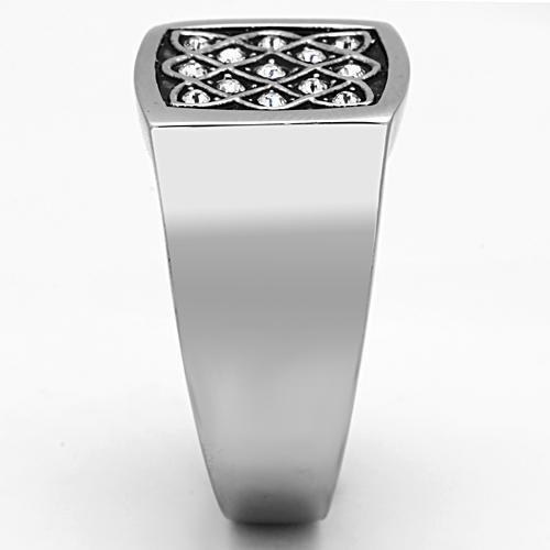 TK1060 - High polished (no plating) Stainless Steel Ring with Top Grade Crystal in Clear-3