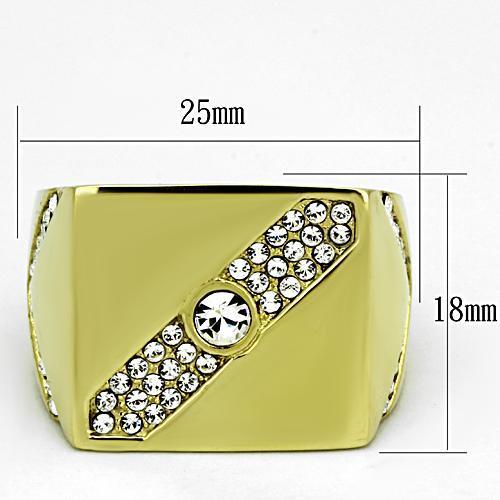 TK1066 - IP Gold(Ion Plating) Stainless Steel Ring with Top Grade Crystal in Clear-1