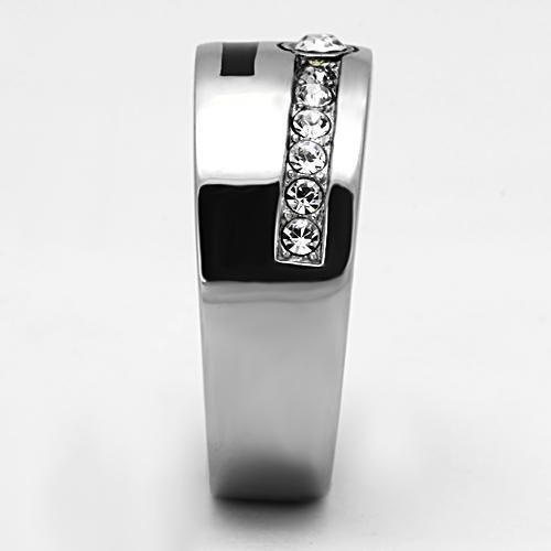 TK1067 - High polished (no plating) Stainless Steel Ring with Top Grade Crystal in Clear-3