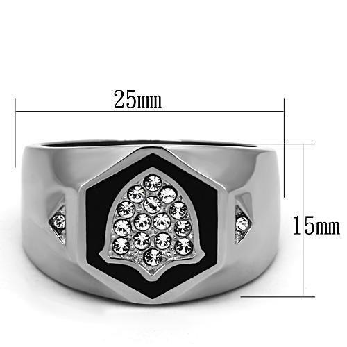 TK1069 - High polished (no plating) Stainless Steel Ring with Top Grade Crystal in Clear-1