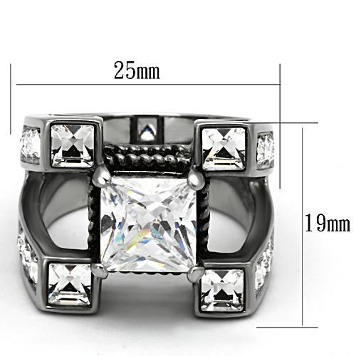 TK1072 - High polished (no plating) Stainless Steel Ring with AAA Grade CZ in Clear-1