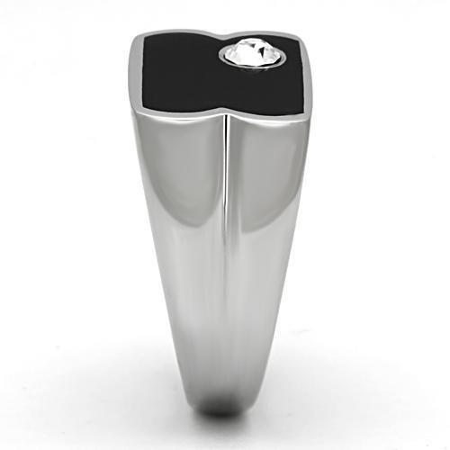 TK1073 - High polished (no plating) Stainless Steel Ring with Top Grade Crystal in Clear-3