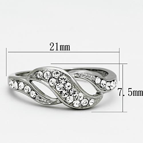 TK1085 - High polished (no plating) Stainless Steel Ring with Top Grade Crystal in Clear-1