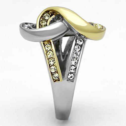 TK1094 - Two-Tone IP Gold (Ion Plating) Stainless Steel Ring with Top Grade Crystal in Citrine Yellow-4
