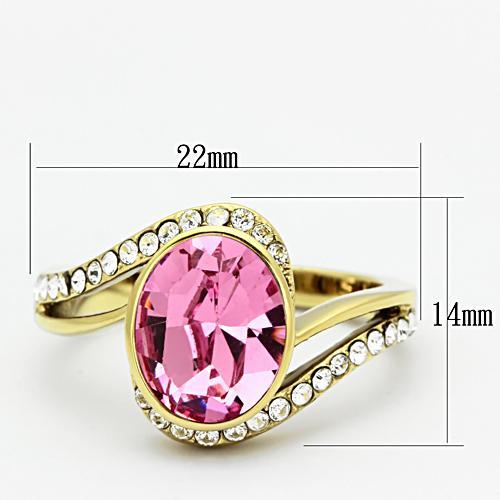 TK1097 - IP Gold(Ion Plating) Stainless Steel Ring with Top Grade Crystal in Rose-1