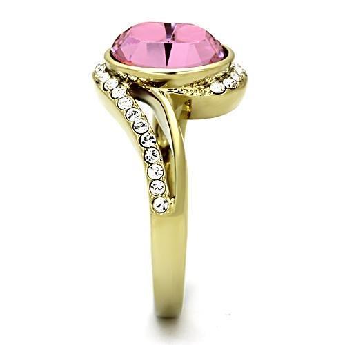 TK1097 - IP Gold(Ion Plating) Stainless Steel Ring with Top Grade Crystal in Rose-3