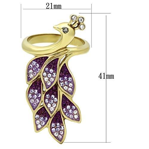 TK1101 - IP Gold(Ion Plating) Stainless Steel Ring with Top Grade Crystal in Multi Color-1