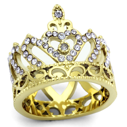 TK1105 - IP Gold(Ion Plating) Stainless Steel Ring with Top Grade Crystal in Tanzanite-0