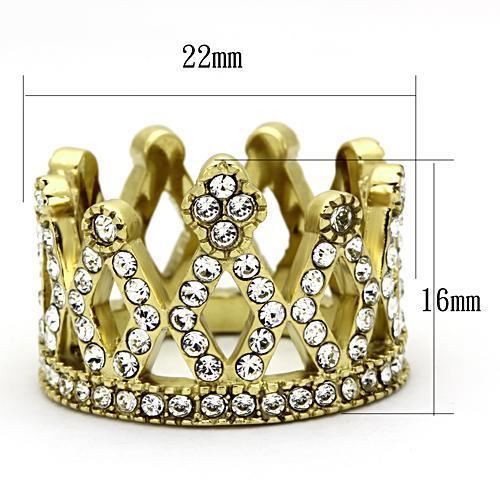 TK1109 - IP Gold(Ion Plating) Stainless Steel Ring with Top Grade Crystal in Clear-1