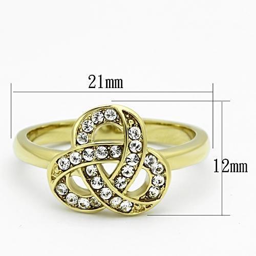 TK1111 - IP Gold(Ion Plating) Stainless Steel Ring with Top Grade Crystal in Clear-1