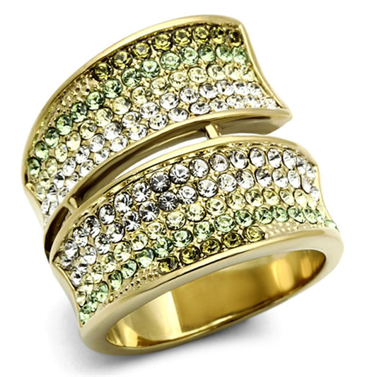 TK1146 - IP Gold(Ion Plating) Stainless Steel Ring with Top Grade Crystal in Multi Color-0