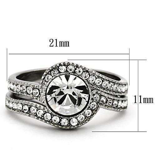 TK1155 - High polished (no plating) Stainless Steel Ring with Top Grade Crystal in Clear-1