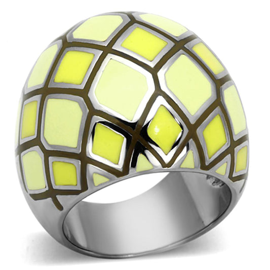 TK1173 - High polished (no plating) Stainless Steel Ring with Epoxy in Multi Color-0