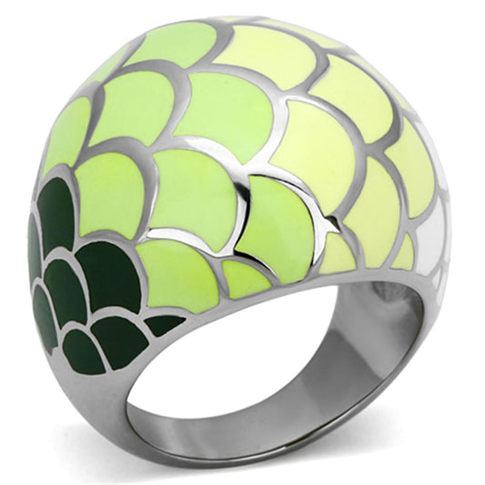 TK1174 - High polished (no plating) Stainless Steel Ring with Epoxy in Multi Color-0