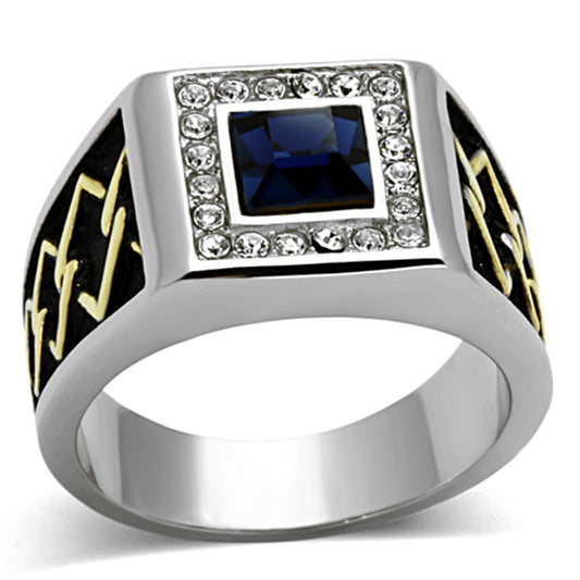 TK1180 - Two-Tone IP Gold (Ion Plating) Stainless Steel Ring with Top Grade Crystal in Montana-0