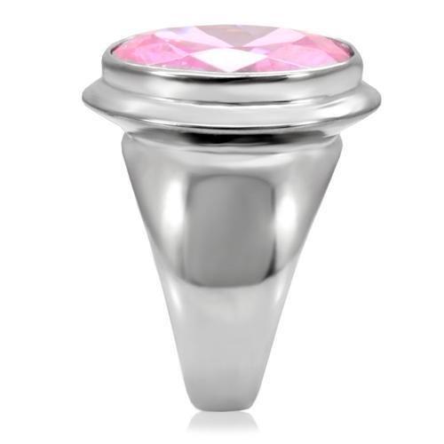 TK118 - High polished (no plating) Stainless Steel Ring with AAA Grade CZ in Rose-4