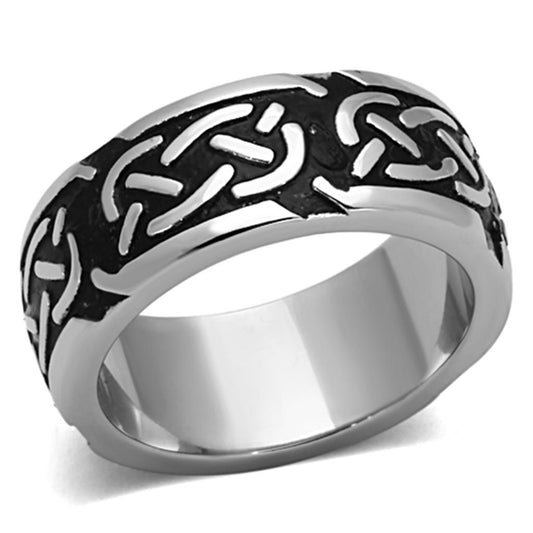 TK1197 - High polished (no plating) Stainless Steel Ring with Epoxy in Jet-0