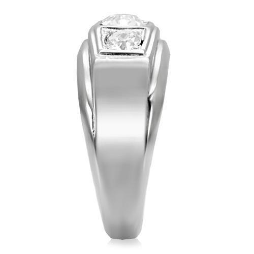 TK119 - High polished (no plating) Stainless Steel Ring with Top Grade Crystal in Clear-4