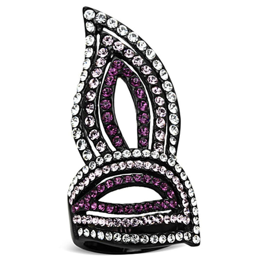 TK1293 - IP Black(Ion Plating) Stainless Steel Ring with Top Grade Crystal in Multi Color-0