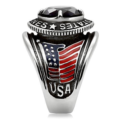 TK130 - High polished (no plating) Stainless Steel Ring with Synthetic Synthetic Glass in Montana-4