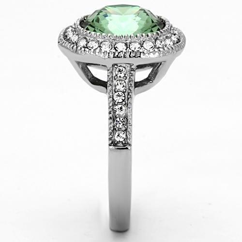 TK1317 - High polished (no plating) Stainless Steel Ring with Top Grade Crystal in Emerald-3