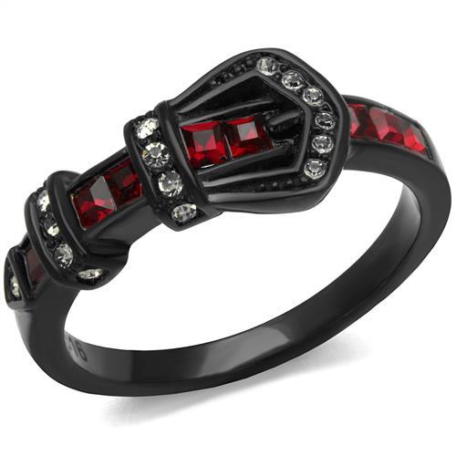 TK1334J - IP Black(Ion Plating) Stainless Steel Ring with Top Grade Crystal in Multi Color-0