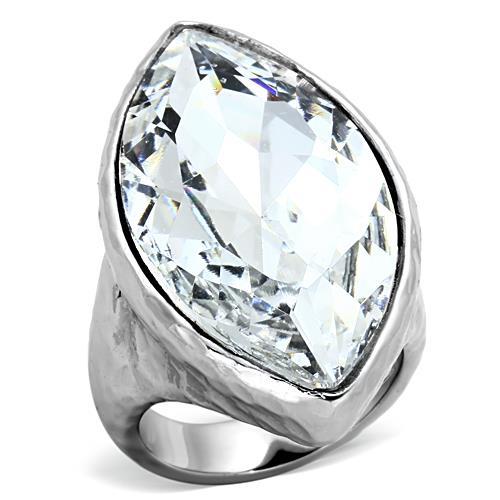 TK1368 - IP rhodium (PVD) Stainless Steel Ring with Top Grade Crystal in Clear-0